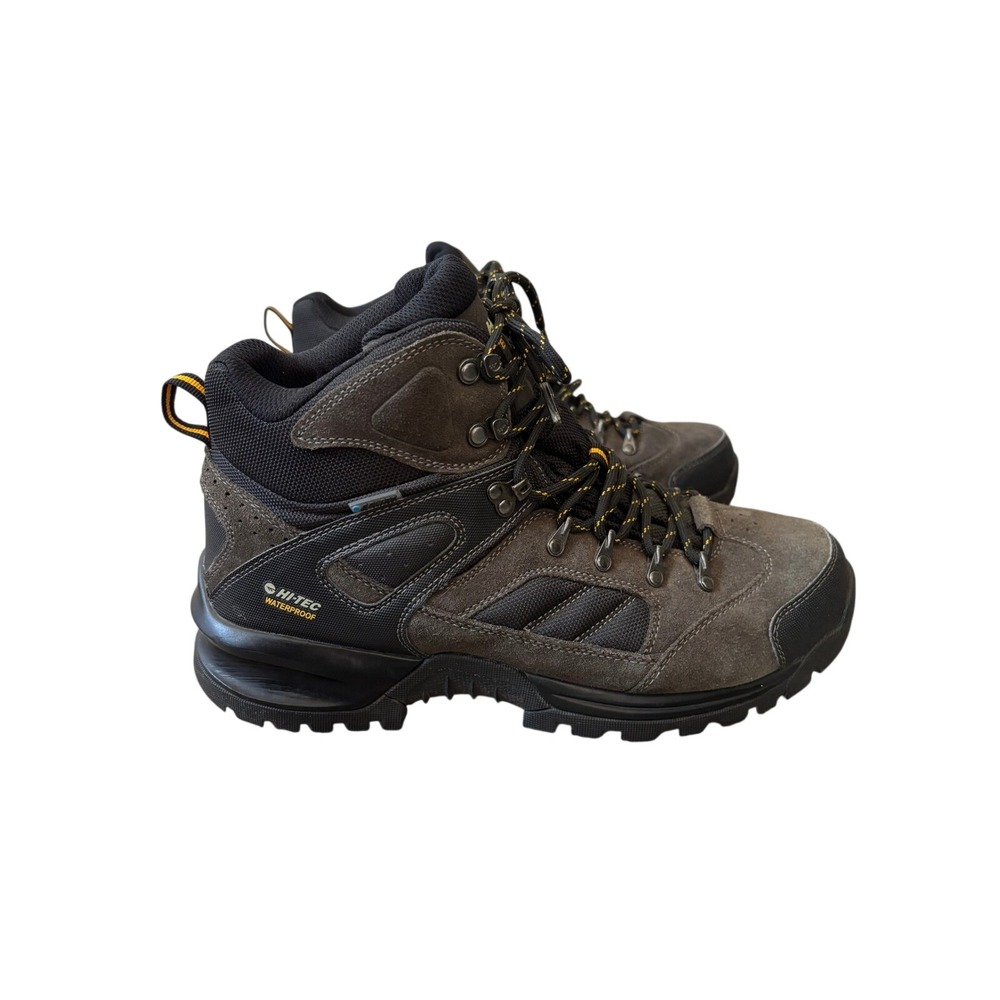 Hi-Tec Waterproof Hiking Boots Mens 11 Charcoal Grey Leather Vibram H-9086